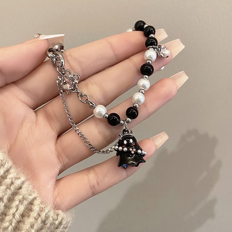 Black And White Little Ghost Beaded Bracelet For Women, Best Friend Accessories, Niche Minimalist Style, High-end Sweet_voghion.com