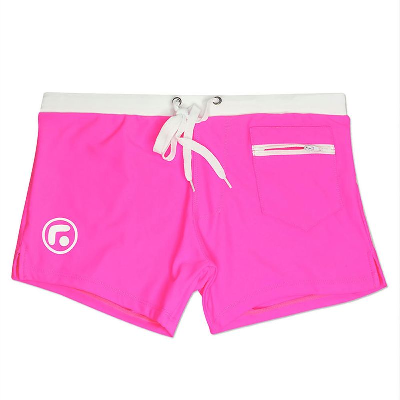 UXH Men's Front Pocket Boxer Swim Trunks Simple Fashion Drawstring Four-corner Swimming Shorts For Men_voghion.com