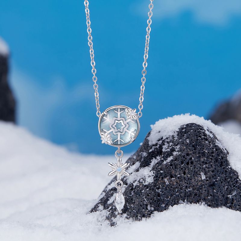 Charm-Anhänger Schneeflocke aus Sterlingsilber mit Kristall, SCC2958_voghion.com