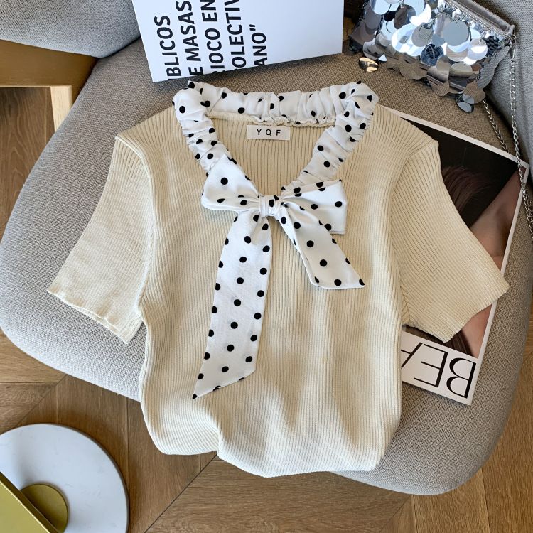 Abbigliamento donna estate nuovo design pois papillon slim t-shirt maglione di seta ghiaccio donna_voghion.com