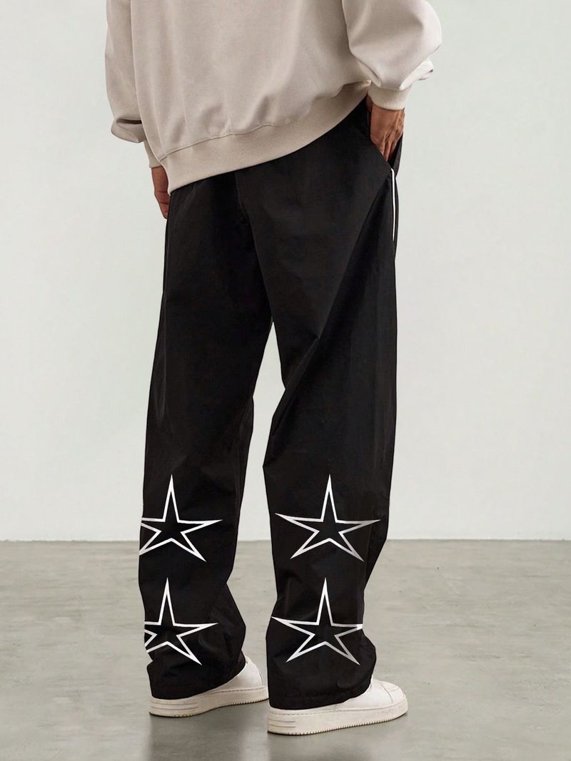 Men’s Casual Pants – Retro Loose Fit With Cosmic Embroidery, Drawstring Waist (S-XXL, 5 Colors) – Lightweight & Breathable For Summer_voghion.com