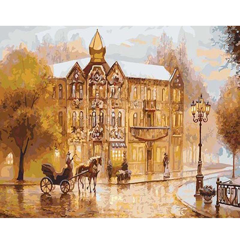 RUOPOTY Oil Paint By Numbers Hand Painting Picture Drawing Beautiful Urban Scenery Home Decoration Artwork _voghion.com
