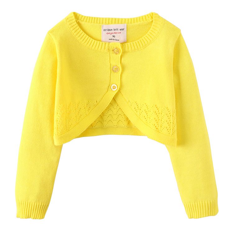 Cardigan en dentelle d'inspiration espagnole pour fille – Cache-maillot en coton léger (100 cm-140 cm, 4 couleurs, col rond)_voghion.com