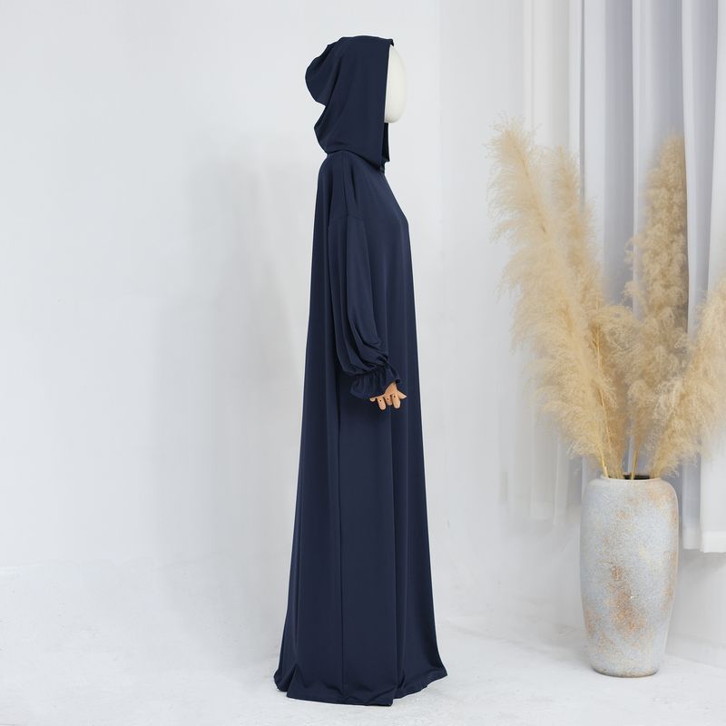 Women's Clothing Solid Color Hooded Casual Robe_voghion.com