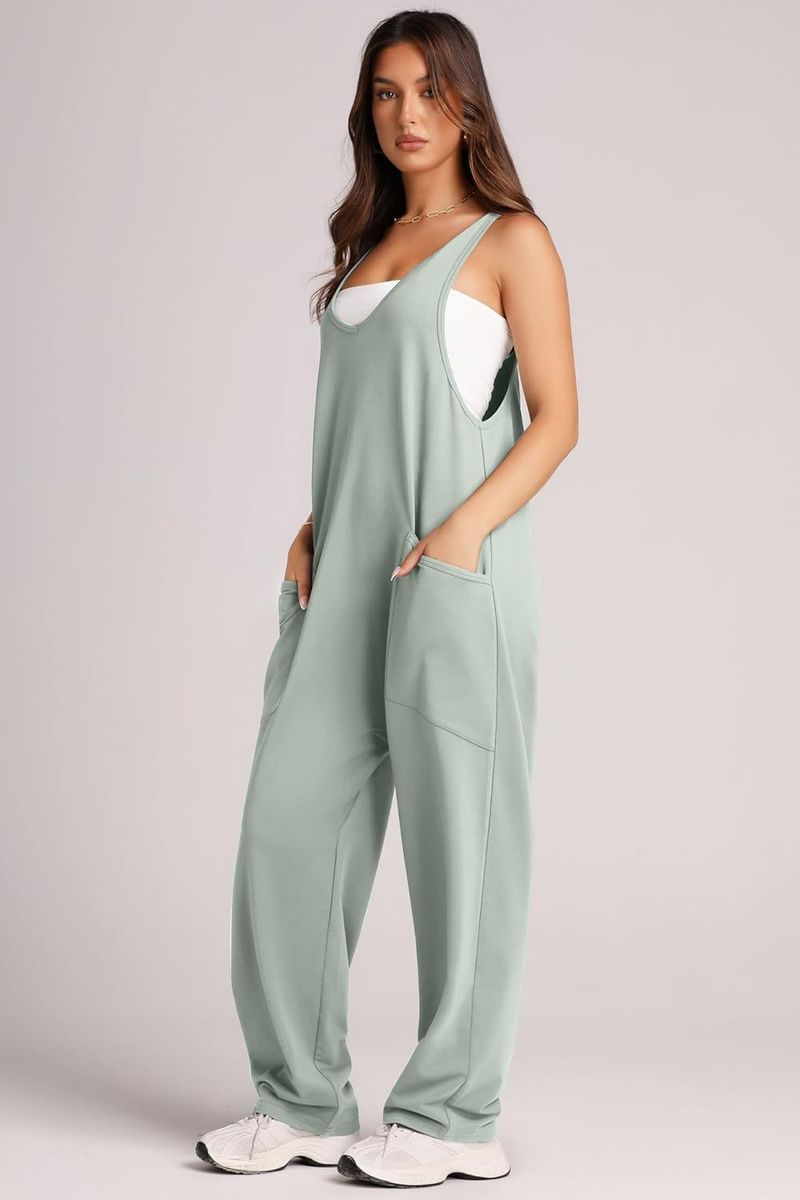 Sommer-Jumpsuit aus Baumwolle für Damen – Ärmelloser Overall mit Taschen, lässiger, lockerer Schnitt | Streetwear-Mode | Leicht und atmungsaktiv_voghion.com