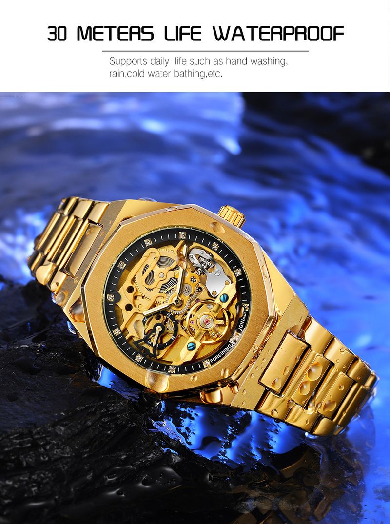 Men's Automatic Mechanical Watch With Luminous Hands, Three Subdials, And Day Display - Stainless Steel Band Six Pin Week Steel Belt Mechanical Watch_voghion.com
