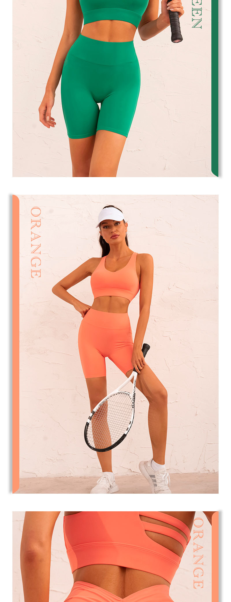 Soutien-gorge de sport, bretelles larges, beau dos creux, short de fitness plissé sexy, ensemble deux pièces_voghion.com
