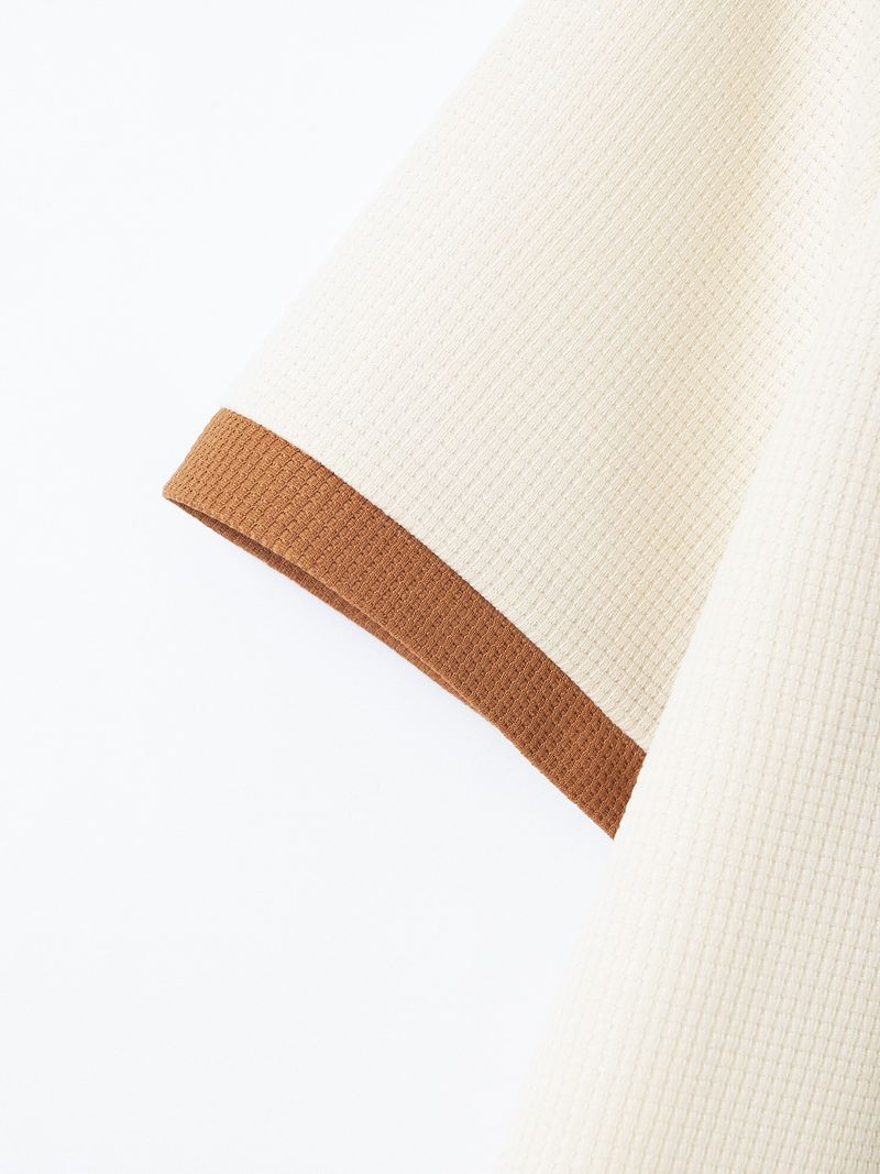 Men Waffle T Shirt Short Sleeve Button Top Casual Tee Lapel Neck Shirt Summer Men's Tee Hombre Fashion Customs_voghion.com