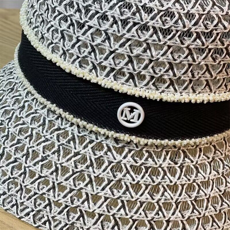 Unisex Temperament letters bucket Fisherman hat Straw hat children outing shade white basin hat tide_voghion.com