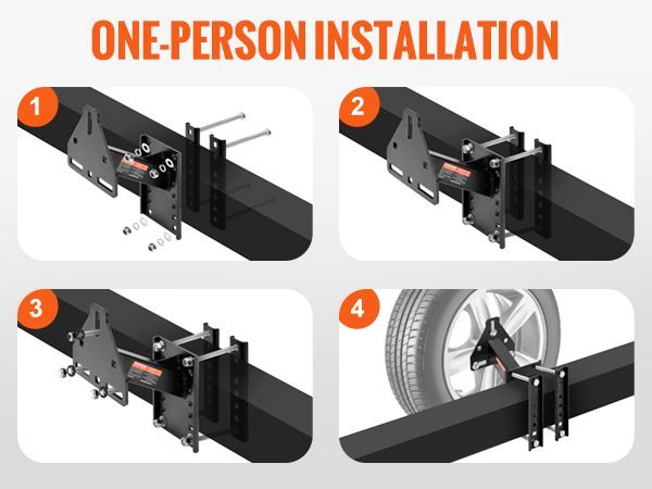 VEVOR Spare Tire Carrier, Trailer Spare Tire Mount, 160 Lbs Capacity, Utility Trailer Accessories Fits Most 4 & 5 & 6 & 8 Lugs Wheels On 4", 4.25", 4.5", 4.75", 5", 5.5", 6", 6.5" Bolt Patterns_voghion.com
