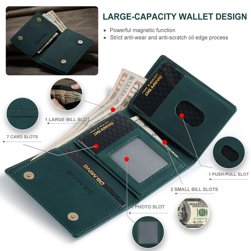 DG.MING Cartera pequeña de mano roja para mujer Cartera de gran capacidad con múltiples tarjetas Cartera pequeña magnética multifuncional_voghion.com