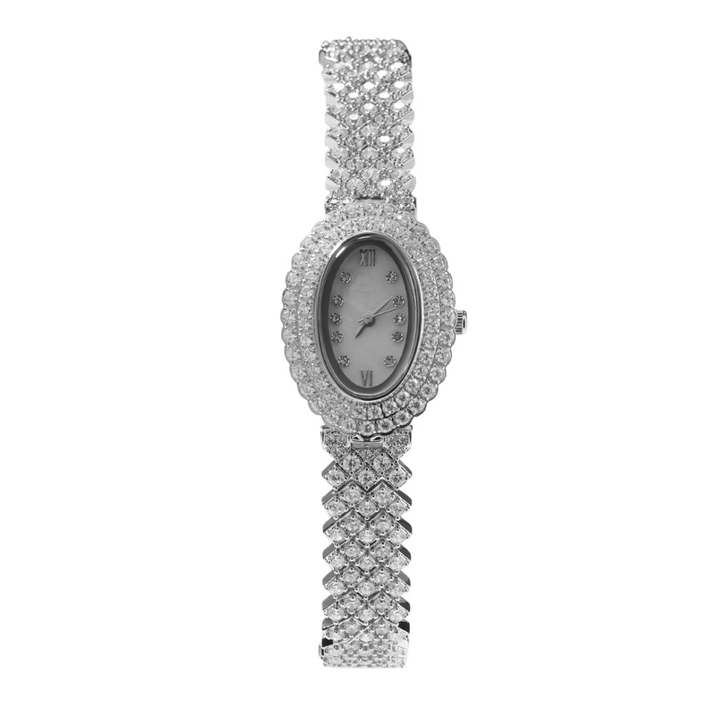 Mode Casual Dameshorloge Licht Luxe Niche Ovale Wijzerplaat Ingelegd Zirkoon Quartz Horloge_voghion.com