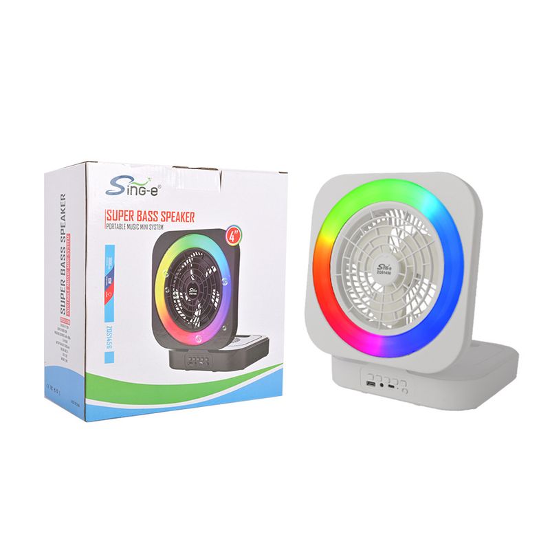 ZQS1456 Bluetooth Speaker Audio Without Desktop Fan RGB Colorful Lights Usb Charging With Radio_voghion.com