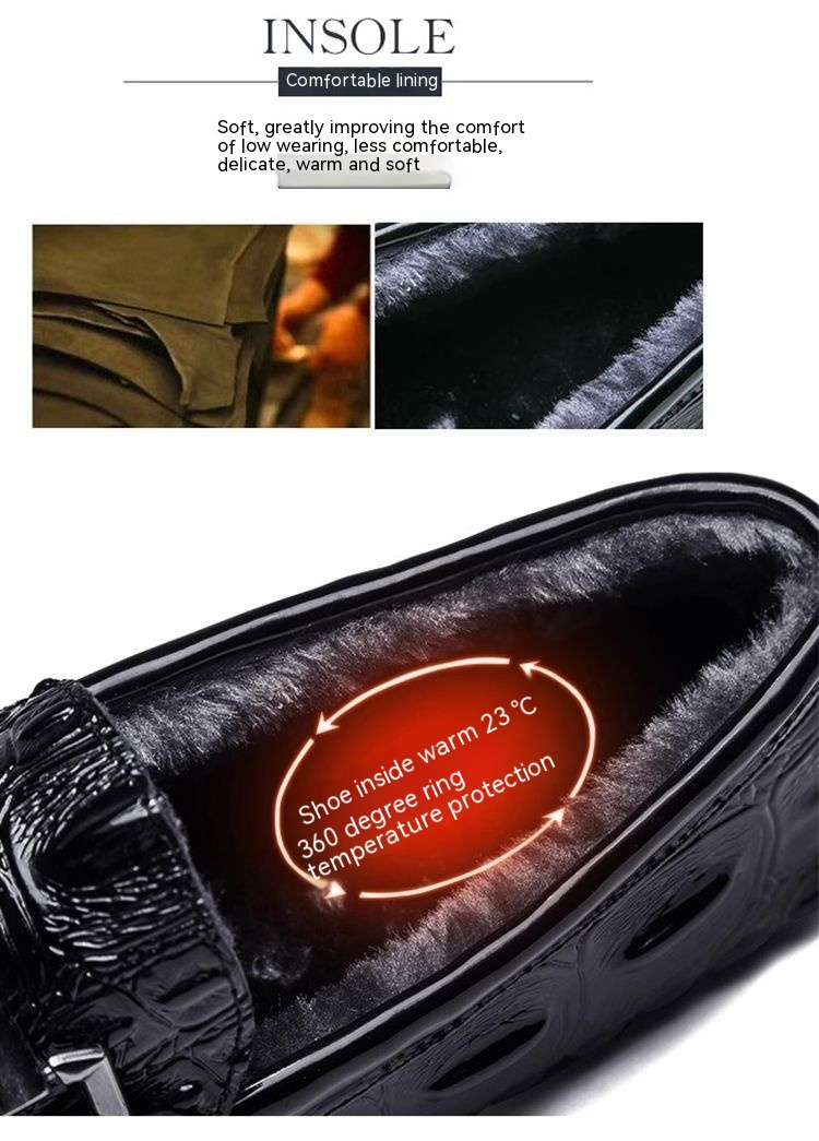 Ins Bomb Street Fashion Crocodile Bean Schuhe Herren Echtes Leder Society 2023 Neue Winter_voghion.com