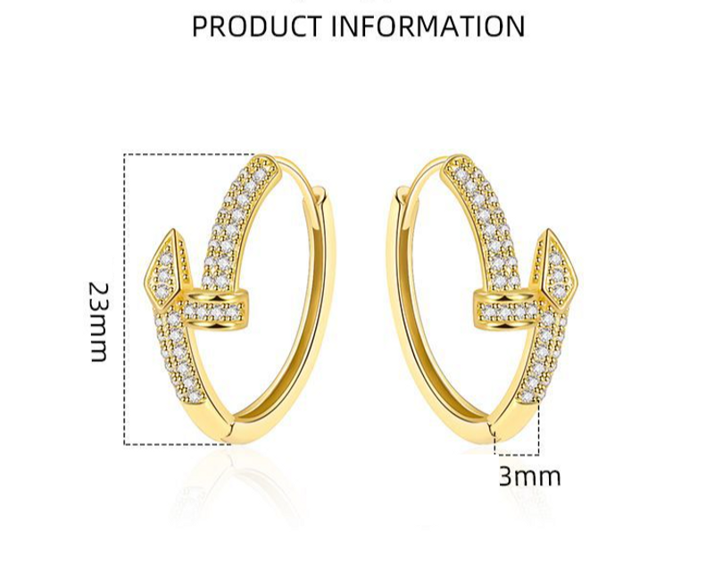 Orecchini alla moda super lucidi a tutto diametro, fibbie per orecchie a forma di serpente dorate_voghion.com