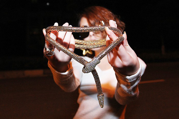 Taille Legierung Diamant Schlange Halskette Halsband Kette Schmuck_voghion.com