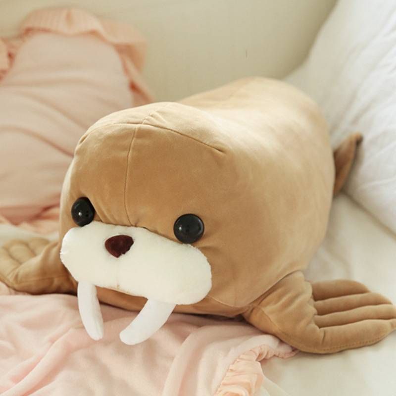 Cuscino di peluche morbido a forma di tricheco per camera da letto, ufficio o arredamento_voghion.com