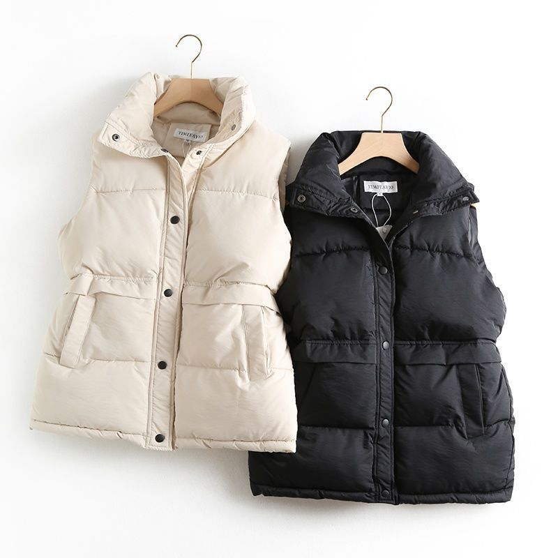 Ropa de mujer Chaleco de algodón para mujer, ropa exterior, abrigo corto de algodón de nuevo estilo para otoño e invierno, chaqueta suelta y versátil, chaleco de cuello alto_voghion.com