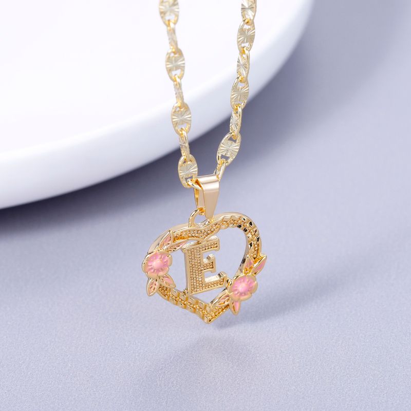 2025 New Arrivals GOLD PLATED CUSTOMIZED HEART FLOWER INITIAL LETTER PENDANT WITH FIGARO CHAIN 24" 4MM Name Necklace Heart Valentines Day_voghion.com