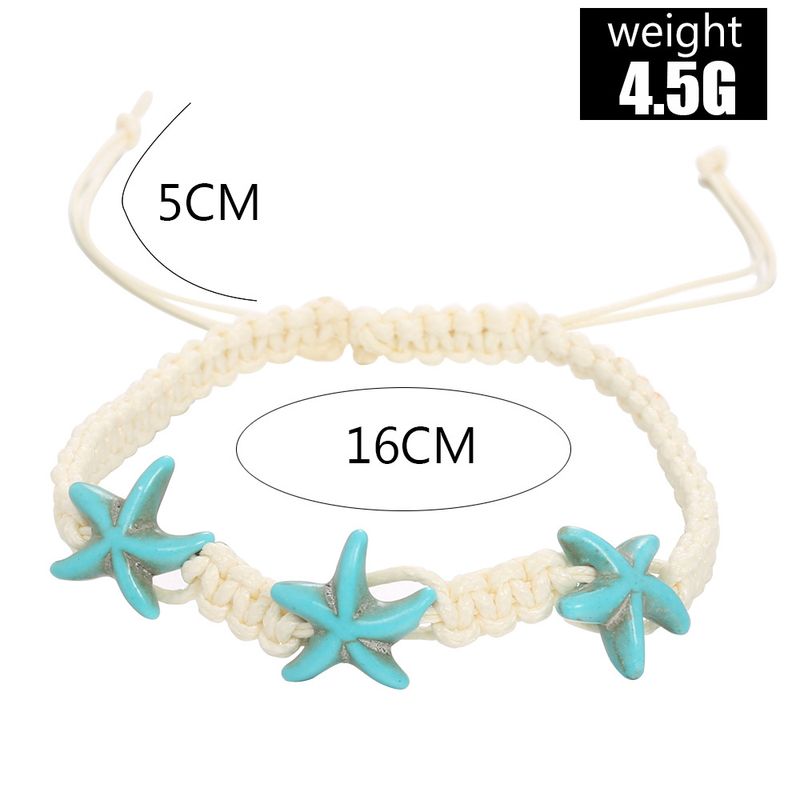 Beach style hand woven string starfish knot anklet_voghion.com