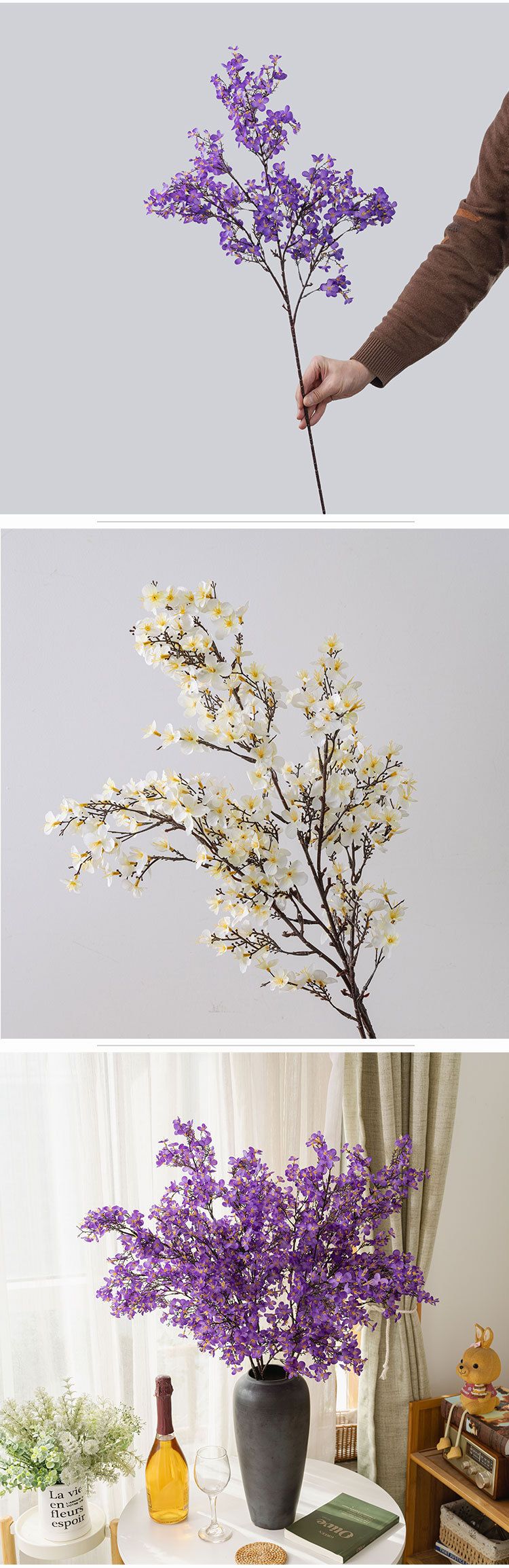 Suministros para fiestas Linterna de nieve Lane Montaña Flores de melocotón Flores artificiales Decoración del hogar_voghion.com