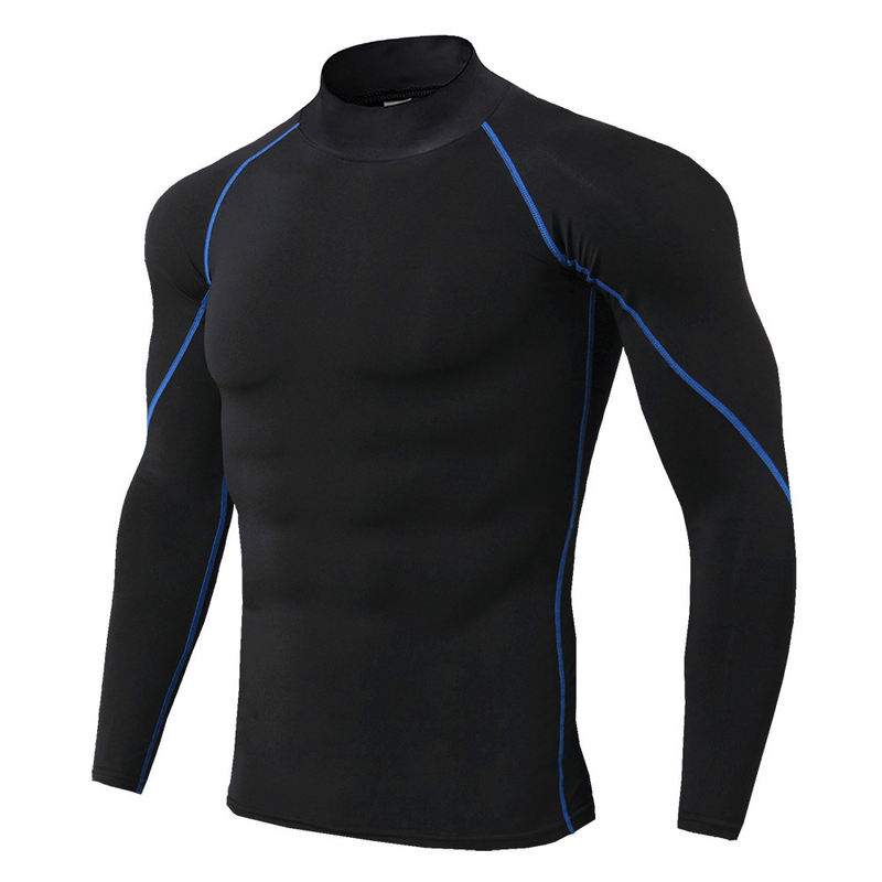 T-shirt da uomo a maniche lunghe da fitness a collo alto da uomo, da corsa, sportiva, a maniche lunghe, con cappuccio, elastica, ad asciugatura rapida, autunno e inverno_voghion.com