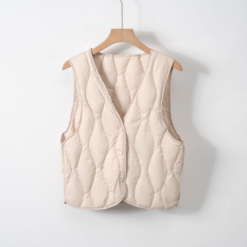 Pinghu Liner Leichte Daunenjacke Neue V-Ausschnitt Schlankheits-Innenschicht Kurze Weste Trendy_voghion.com