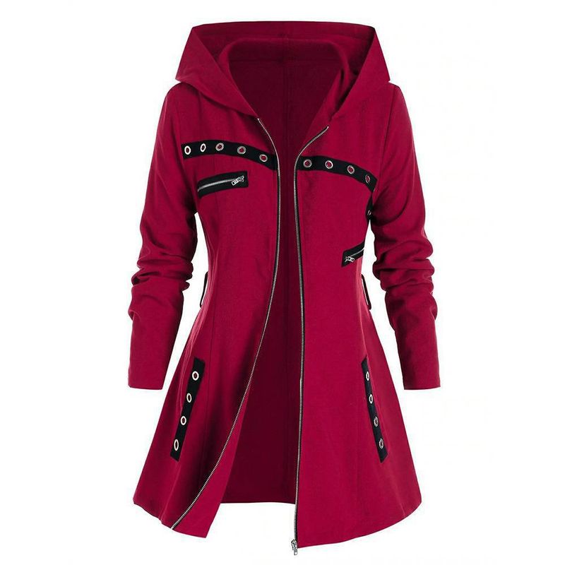 Giacca con cappuccio a maniche lunghe da donna, stile autunno e inverno 2021_voghion.com