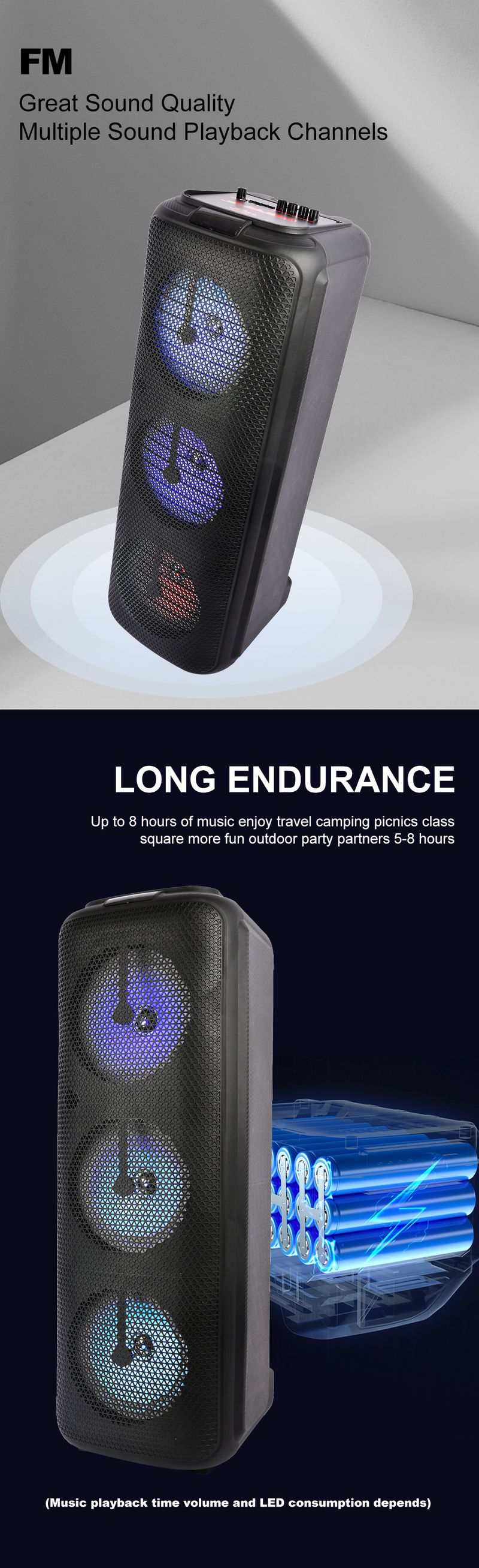 ZQS8303 Caixa de Som Bluetooth Sem Fio de Alta Potência Microfone Subwoofer de Karaokê Integrado_voghion.com