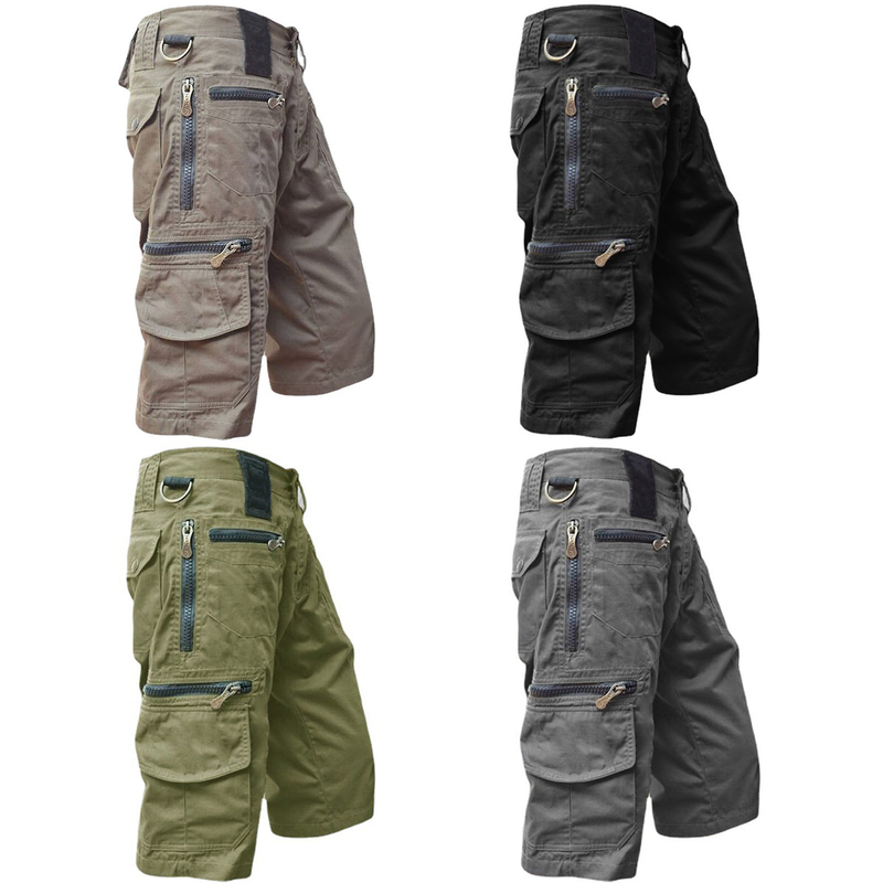 Weizhifu Capri-bukser Ensfarget Flerlommer Sommer Avslappet Passform Rette Cargo Shorts Streetwear_voghion.com