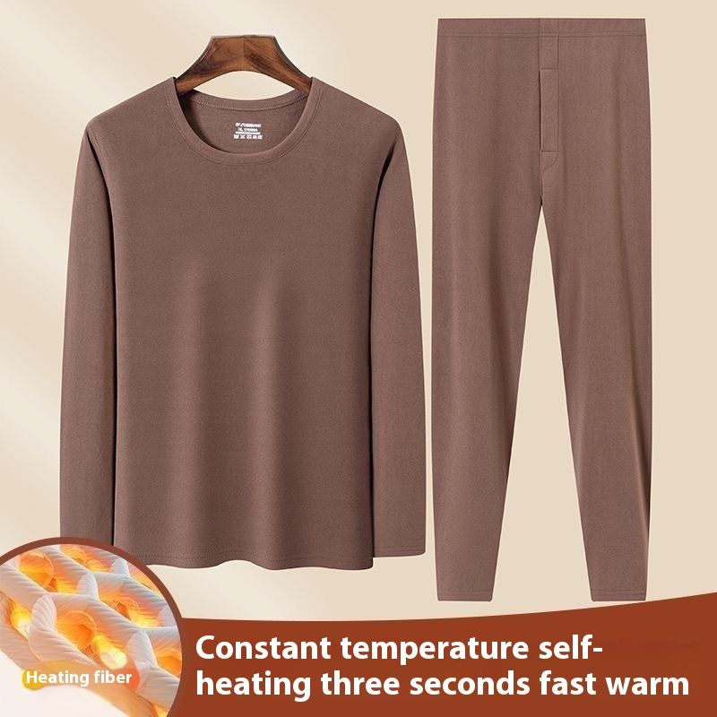 2024 Nuovo girocollo autunno vestiti pantaloni per moda autunno/inverno bifacciale caldo intimo uomo set autoriscaldante_voghion.com