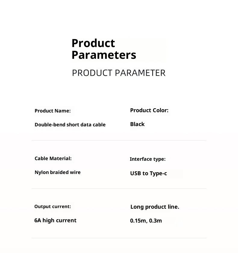 Digitex 0,15 m supersnelle Type-C data-oplaadkabel met hoek van 30 cm voor Android en korte mobiele telefoon_voghion.com