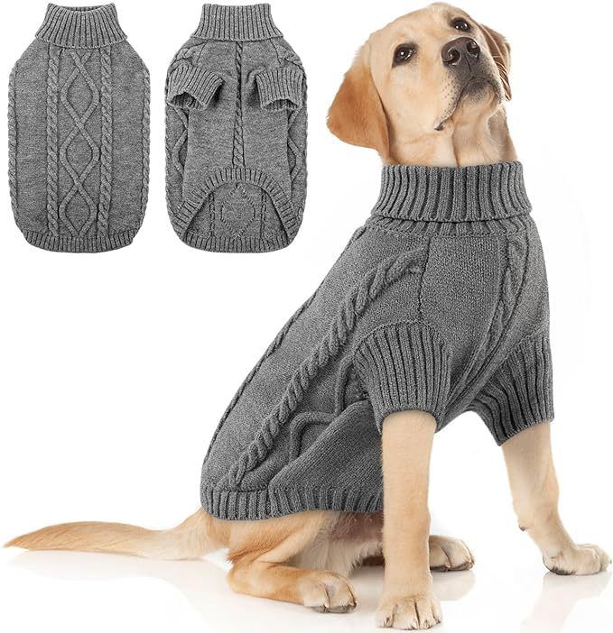 Suéteres para cães, suéteres para cães grandes para Pit Bull Doberman, suéter de malha de gola alta quente para cães grandes, extra grande_voghion.com
