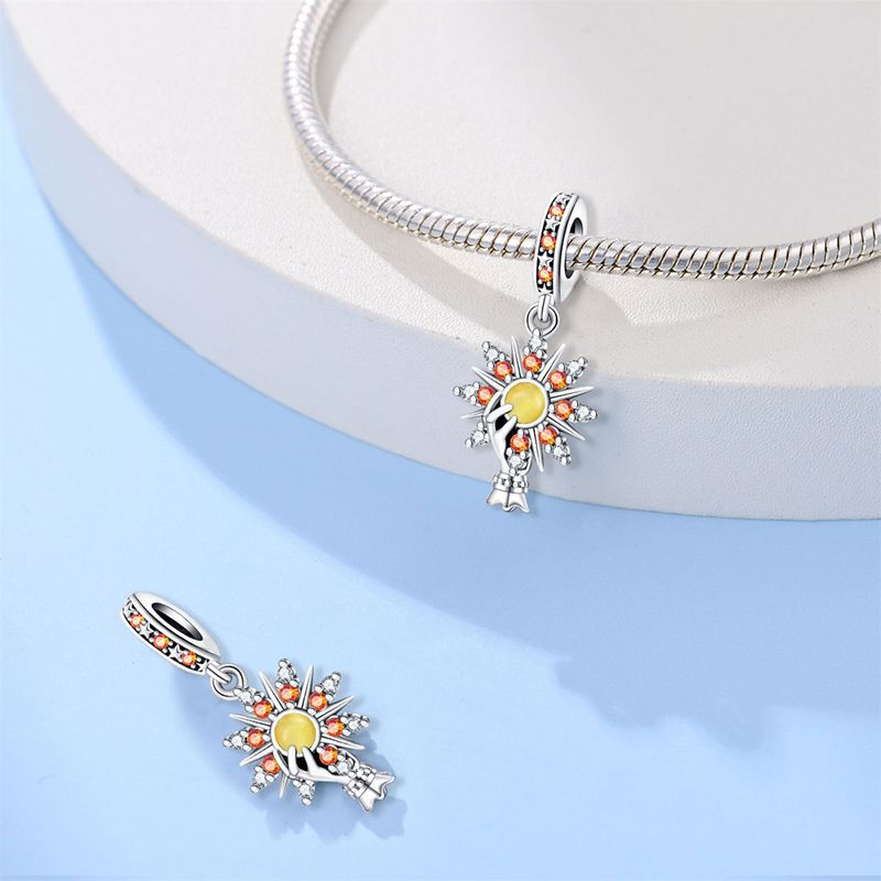 Gioielli da donna, ciondolo a forma di stella dei tarocchi, luna e clessidra, perline fai da te, accessori per gioielli, bracciale in argento placcato in rame_voghion.com