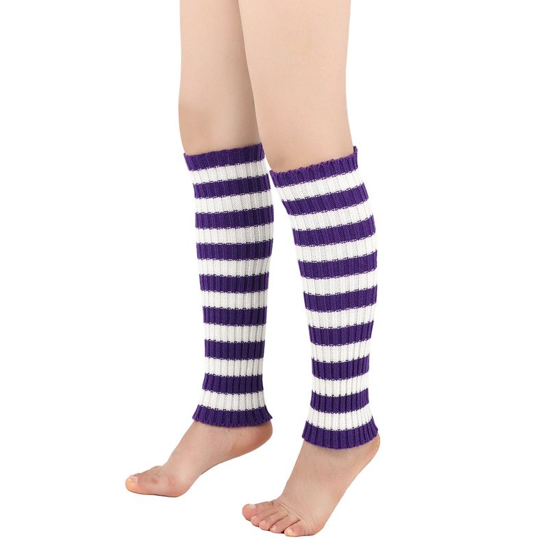 Unisex Beinwärmer für Männer und Frauen Gestrickte Fußwärmer Farbig gestreifte Stiefelwärmer Stapelsocken_voghion.com