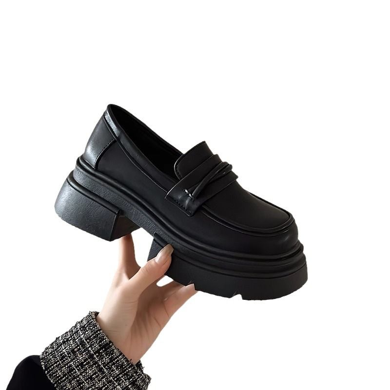 2025 Autumn New British Style Small Leather With Heels And Thick Soles, Casual One Step Single Shoes, Lefu Shoes For_voghion.com