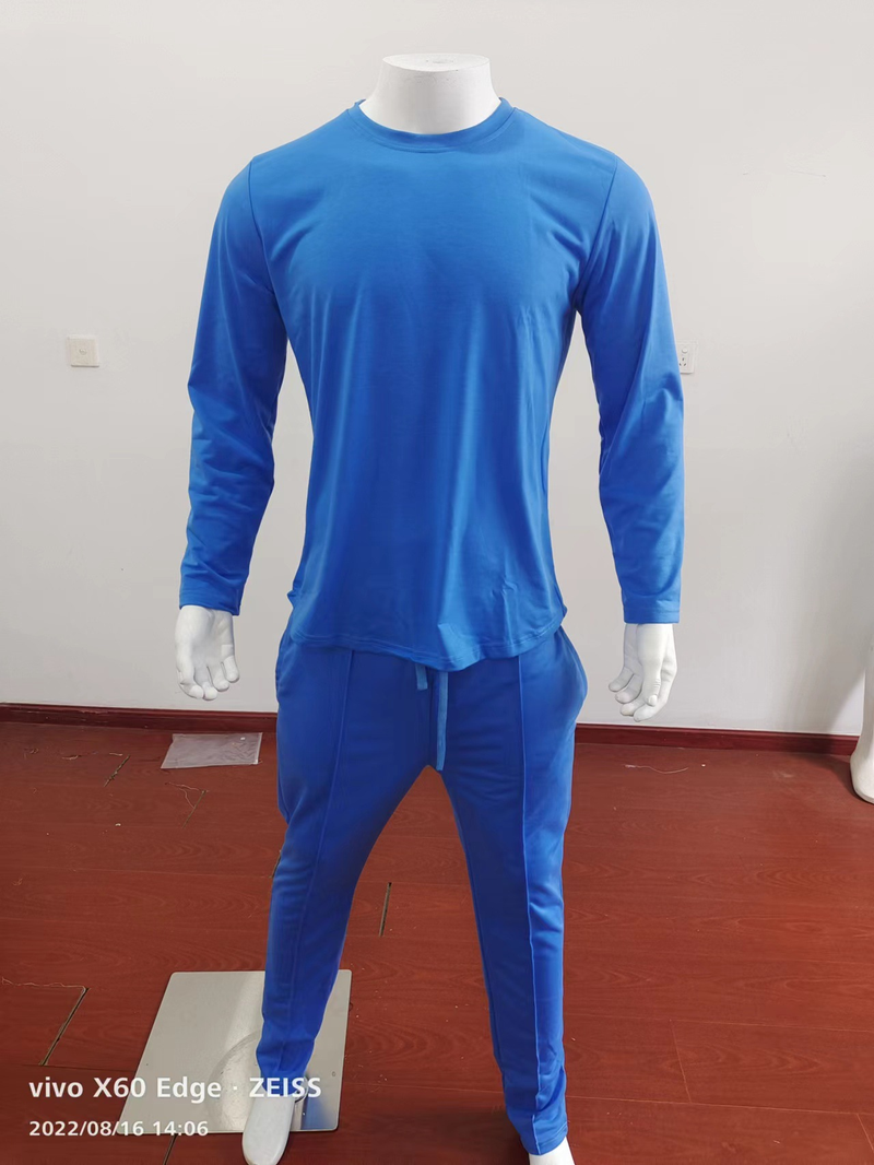 Set di abbigliamento da uomo per il tempo libero, stile primaverile e autunnale, girocollo ampio, maglietta a maniche lunghe, pantaloni lunghi, set a due pezzi, abbigliamento sportivo casual da uomo_voghion.com