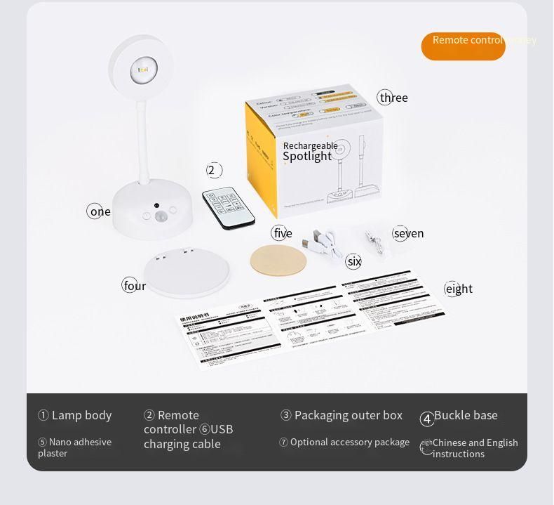 New Indoor Wireless Wall Spotlight Rechargeable LED Smart Motion Sensor Remote Control Picture Light_voghion.com