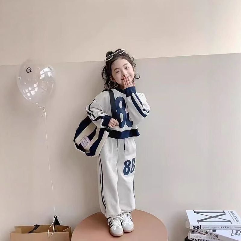 Girls Spring Sports Suit 2025 New Children's Spring Pullover Sweater Foreign Style Spring And Autumn Casual Two-piece Set_voghion.com