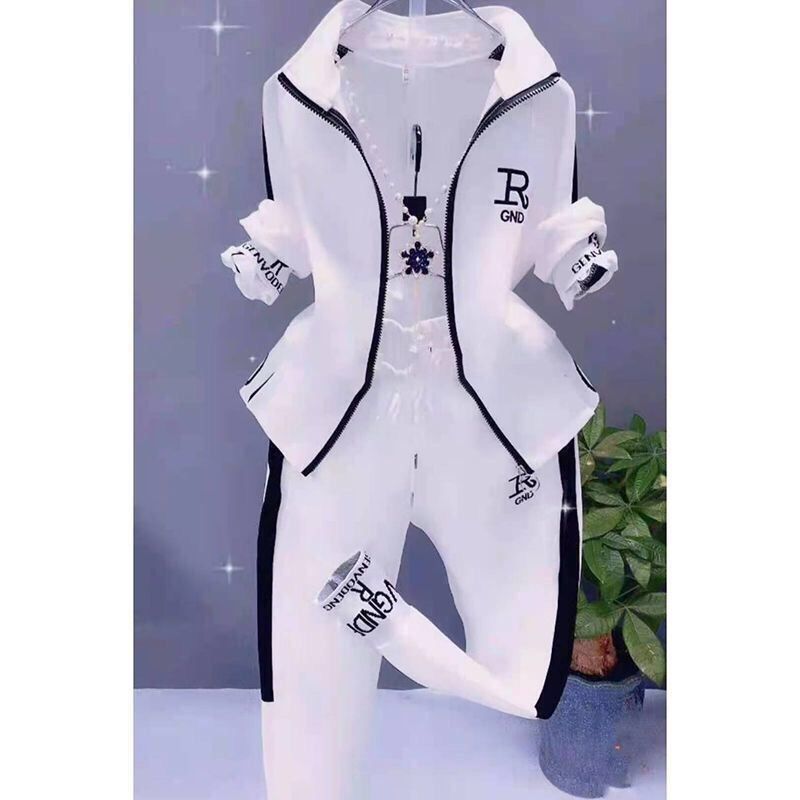 Casual Sport Anzug Für Frauen 2025 Frühling Herbst Koreanische Mode Abnehmen Zipper Stehkragen Jacke Und Dünne Hosen_voghion.com