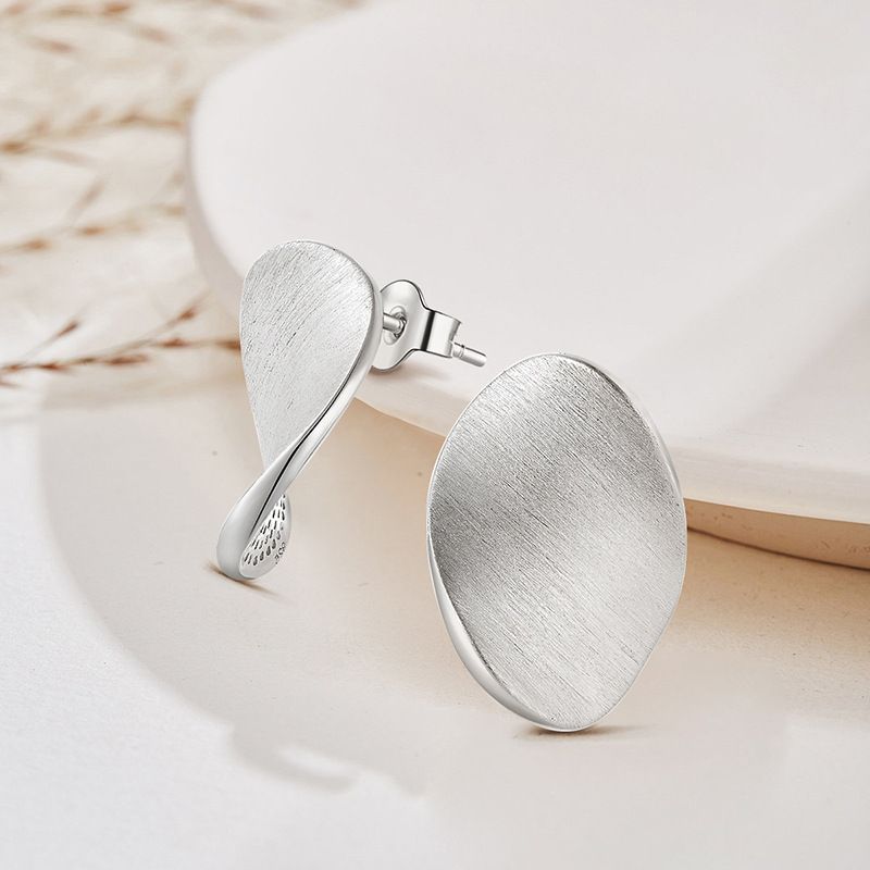Orecchini coreani in stile ins, rotondi irregolari, in argento s925, semplici, spazzolati, con design di tendenza e personalità_voghion.com