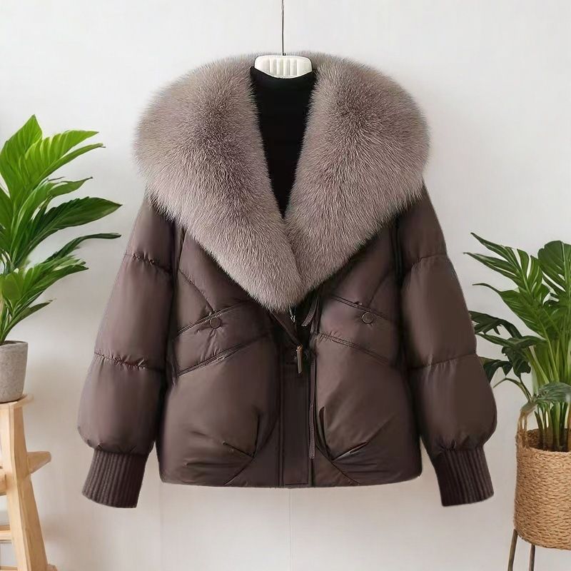 Elegante cappotto invernale da donna – Piumino lungo con ricamo 3D e collo in pelliccia sintetica, snellente e giovanile (M-2XL)_voghion.com