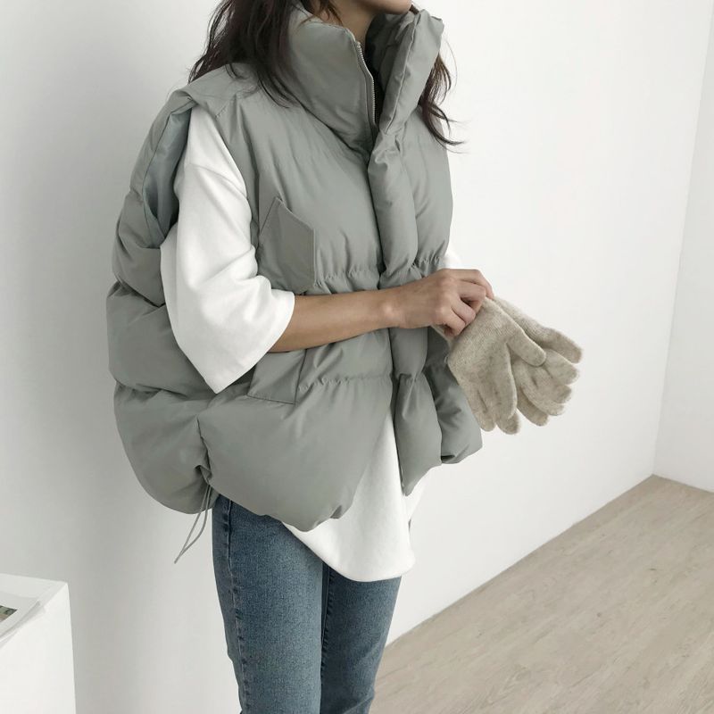 Cropped Puffer Vest For Women - Lightweight Quilted Sleeveless Jacket, Winter Layering Piece With Stand Collar & Zip Front_voghion.com