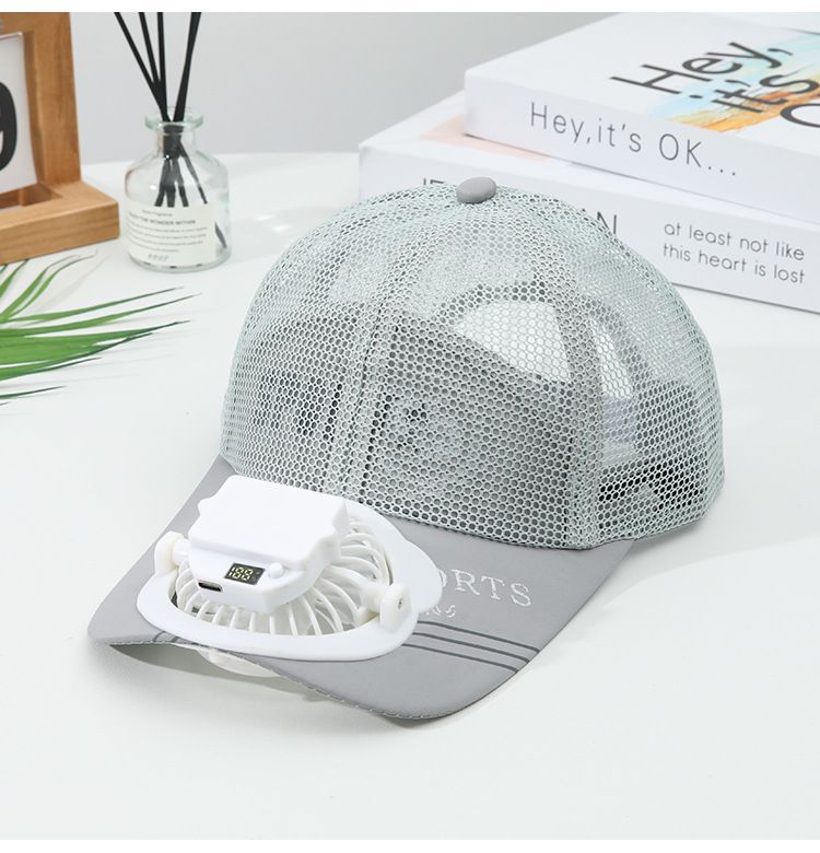 Summer Hat With Rechargeable Fan, Outdoor Travel Sunshade, Quick-Dry Mesh, Breathable Wide Brim Baseball Cap_voghion.com