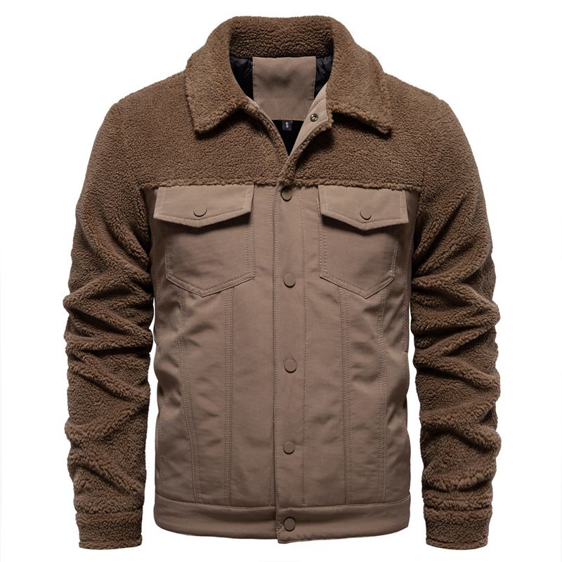Autumn And Winter New Spliced European Casual High-Quality Men's Lamb Wool Jacket_voghion.com