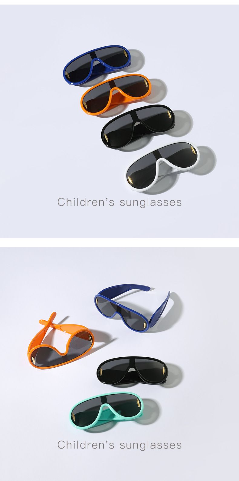 Kinderkleidung Kindersonnenbrillen Einteiliger großer Rahmen im gleichen Stil wie Internet-Prominente Krötenbrillen Persönlichkeit Hip Hop Kindersonnenbrillen_voghion.com