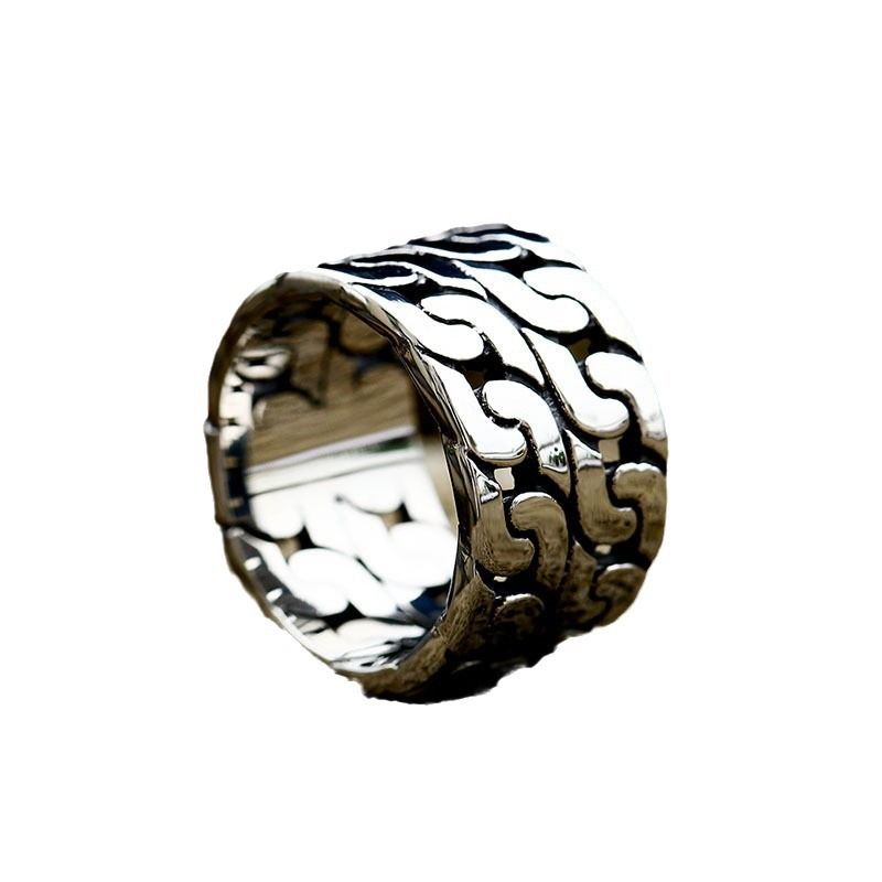 Anello da uomo in acciaio al titanio con catena cubana in acciaio inossidabile Beier, nuovo e alla moda_voghion.com