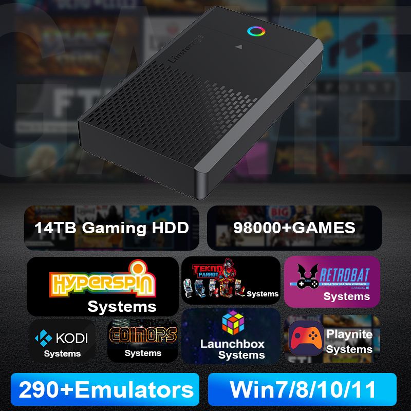 14TB Gaming HDD With Hyperspin Launchbox Retrobat Playnite Coinops 98K+ Retro Video Games Console For_voghion.com