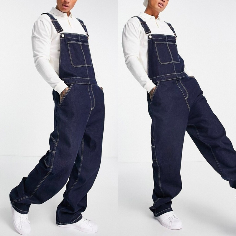 Herrenbekleidung Große Jeans-Overalls Lockere Jeans-Overalls für Herren Zerrissene Jeans Beliebte Hosenträger_voghion.com