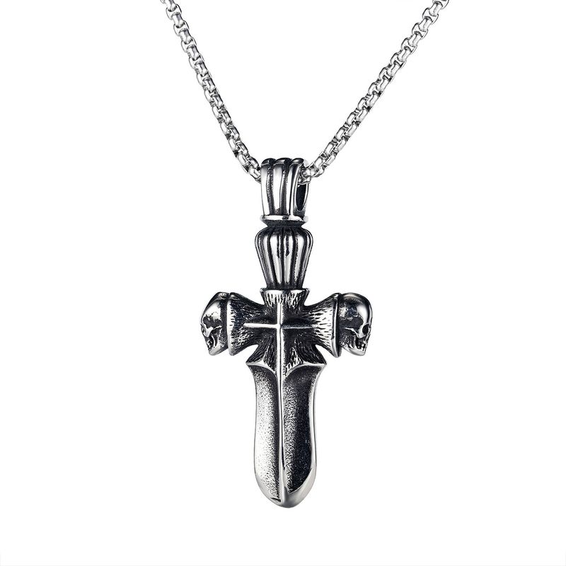 Nuovi gioielli europei e americani con personalità croce in acciaio inossidabile, collana da uomo in acciaio al titanio_voghion.com